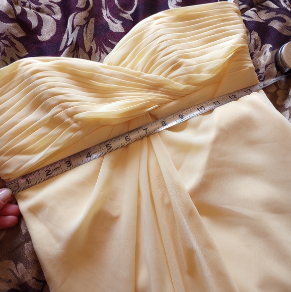 David's Bridal Canary Yellow Strapless Midi Dress - Picture 16 of 16